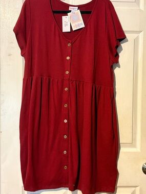 LuLaRoe Dark Red Button-Front Mini Dress